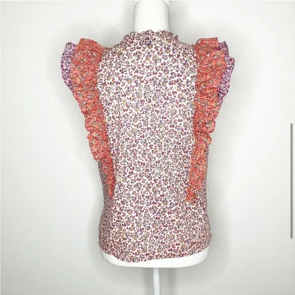 Ann Taylor Floral Ditsy sleeveless ruffle top - Picture 3 of 12